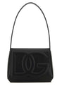 DOLCE & GABBANA Chic Black Leather DG Logo Shoulder Handbag - 23 cm x 17 cm x 7 cm