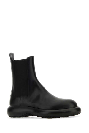 JIL SANDER Classic Black Leather Chelsea Ankle Boots for Men