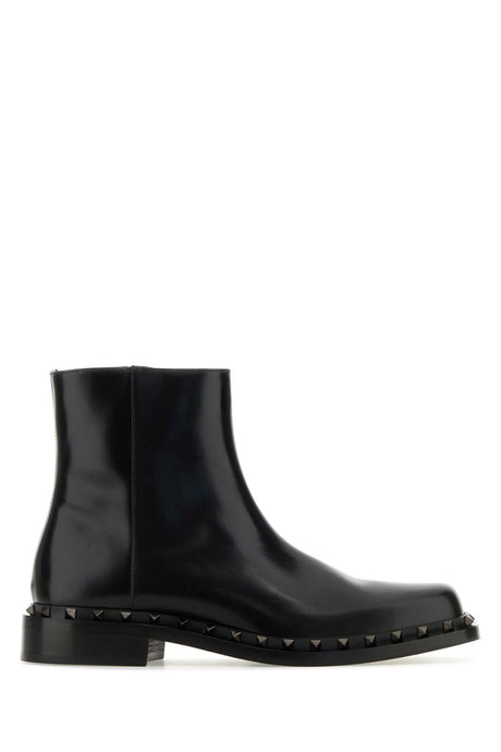 VALENTINO GARAVANI Sophisticated Black Leather Ankle Boots for Men