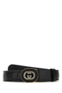 GUCCI Elegant Black Leather Belt - 3 cm Height