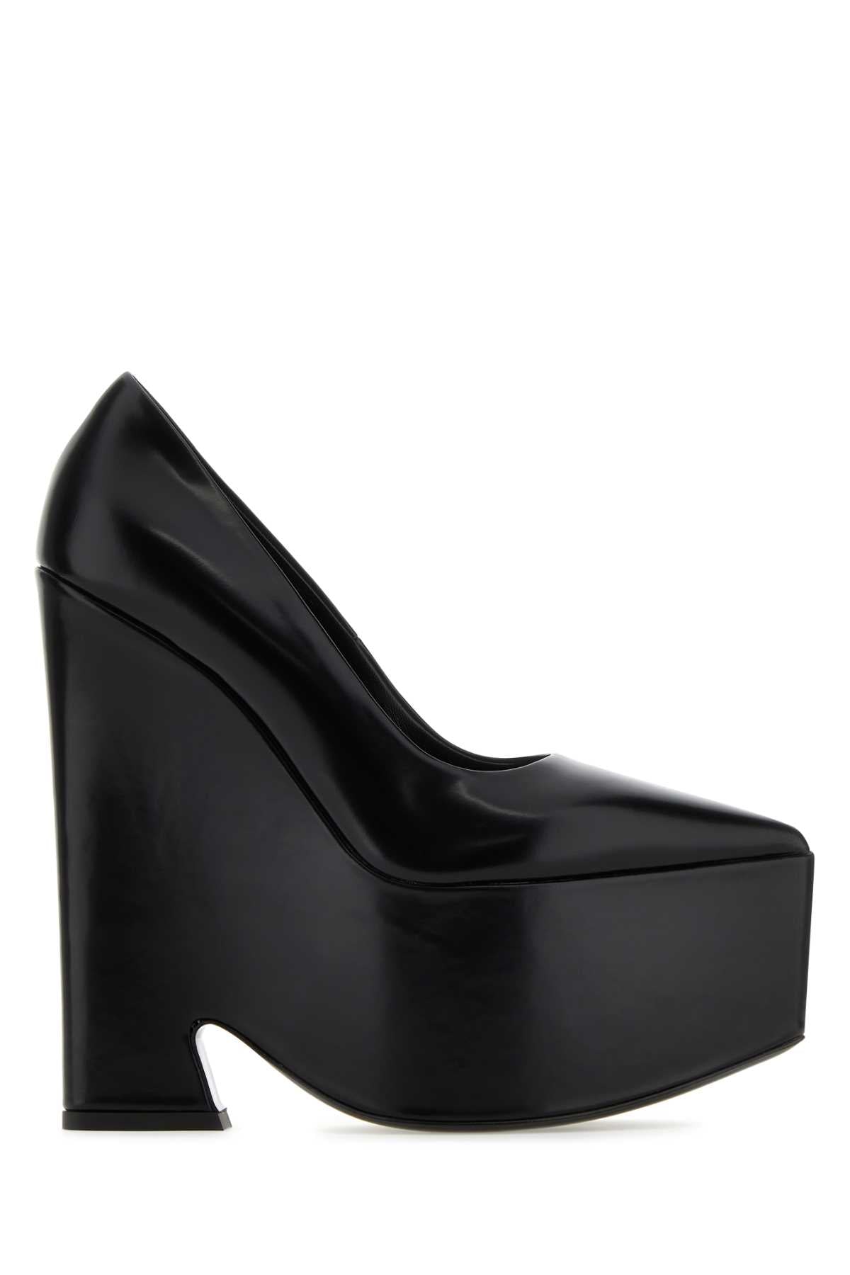 VERSACE Tempest Black Leather Pumps - 17 cm Heel Height