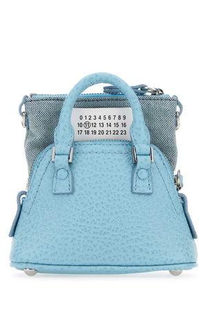 MAISON MARGIELA Mini Light Blue Leather & Fabric Crossbody Handbag