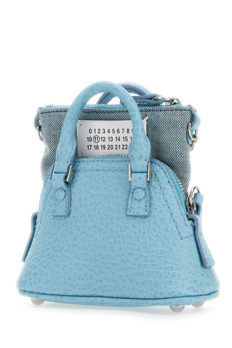 MAISON MARGIELA Mini Light Blue Leather & Fabric Crossbody Handbag