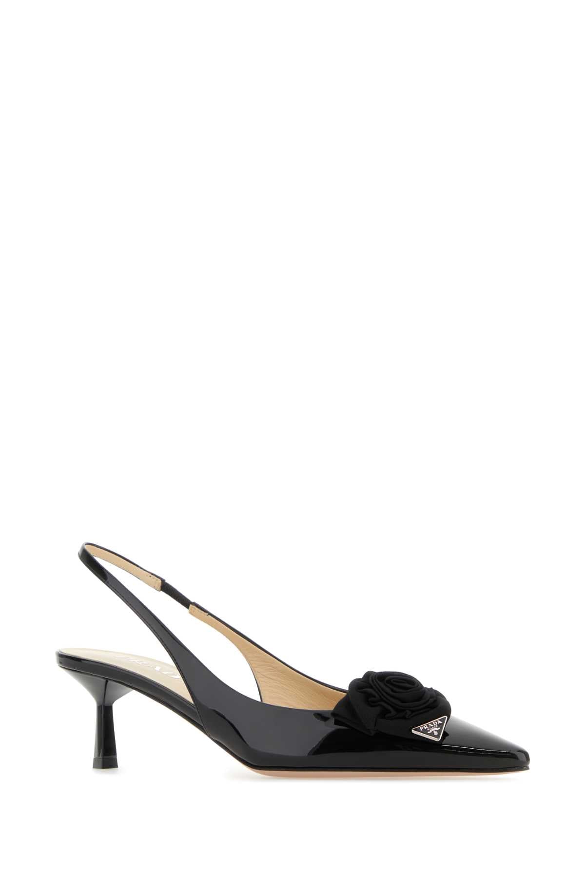 PRADA Elegant Black Leather Pumps with 6 cm Heel Height