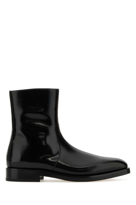 SALVATORE FERRAGAMO Elegant Black Leather Ankle Boots for Men