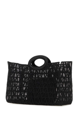 VALENTINO GARAVANI Timeless Black Toile Iconographe Le Troisième Mini Shopping Handbag - 40 cm x 25 cm x 17 cm