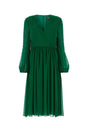 ST ELEGANTE Elegant Dark Green Crepe Midi Dress