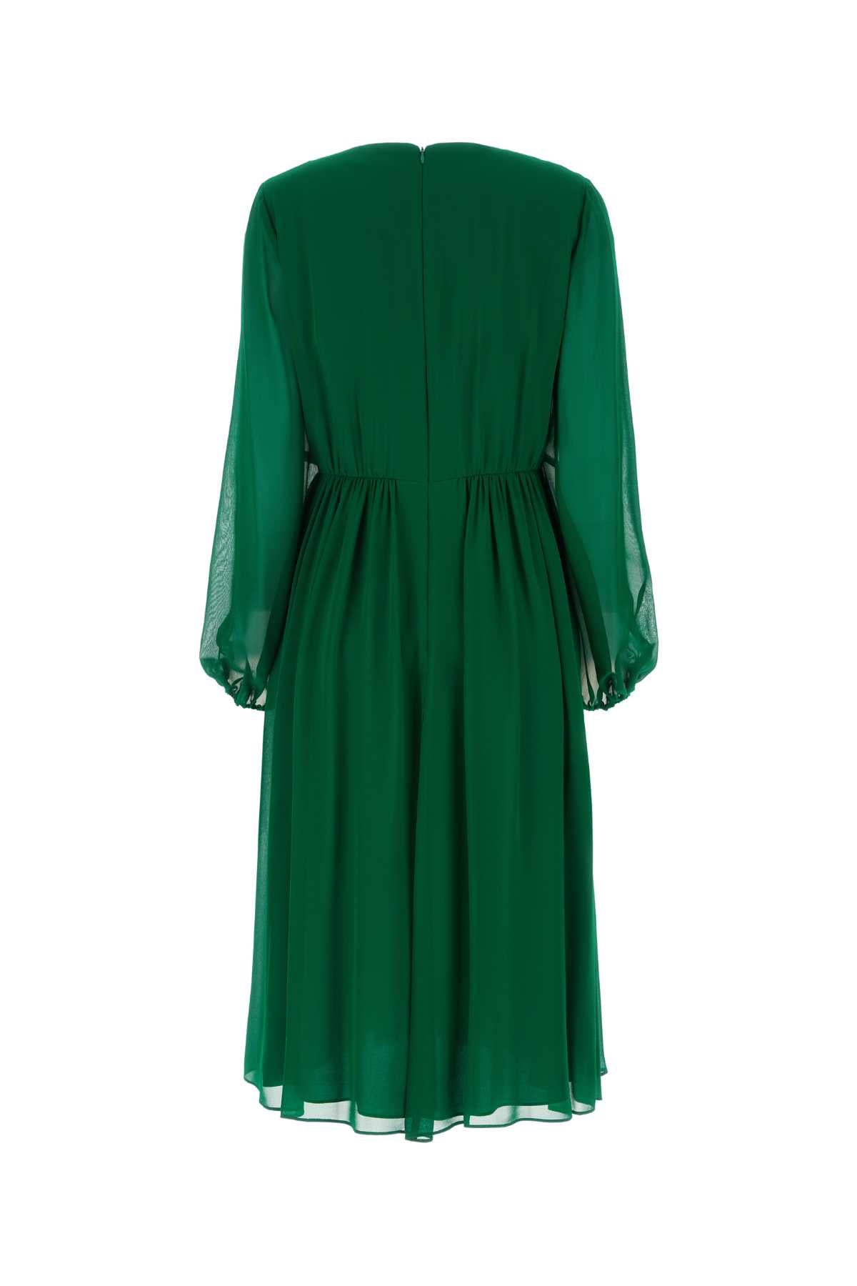 ST ELEGANTE Elegant Dark Green Crepe Midi Dress