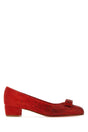 SALVATORE FERRAGAMO Mini Red Suede Pumps with 4 cm Heel