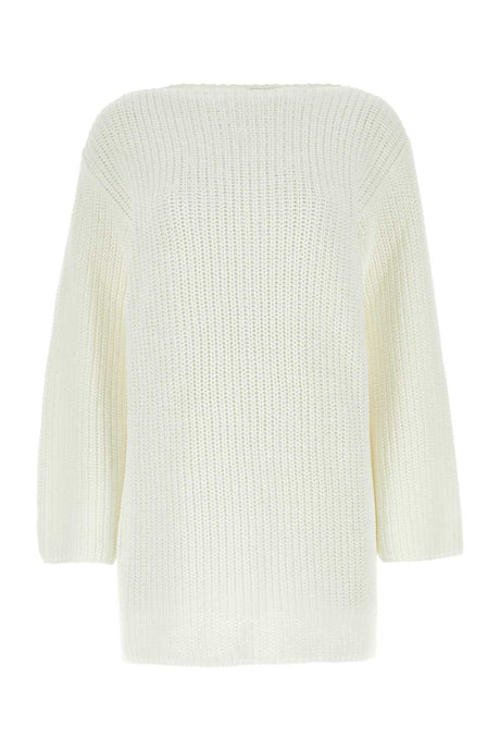 SALVATORE FERRAGAMO White Oversized Cotton Sweater for Women