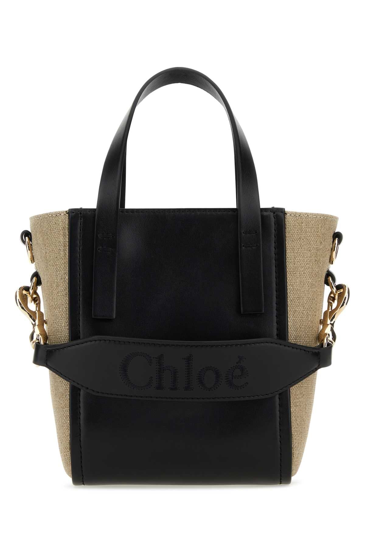 CHLOE Two-tone Mini Canvas and Leather Handbag