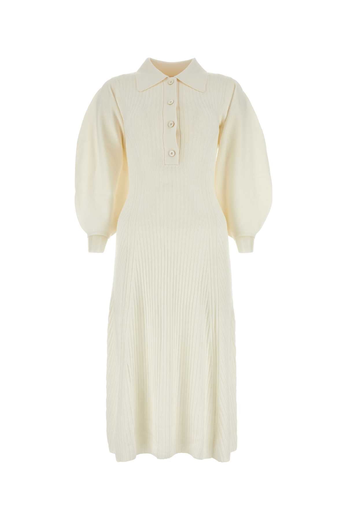 CHLOE Ivory Stretch Wool Blend Mini Dress