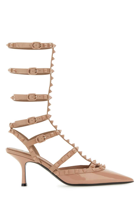 VALENTINO GARAVANI Powder Pink Leather Rockstud Pumps with 6.5 cm Heel