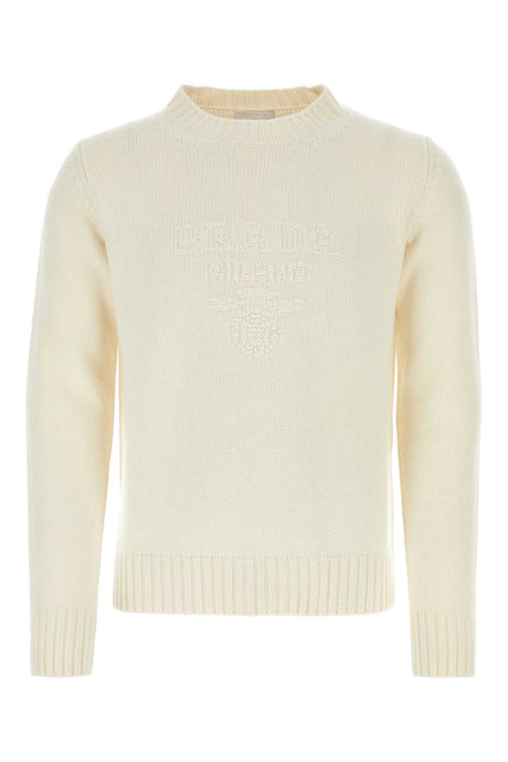 PRADA Ivory Wool Blend Sweater for Men