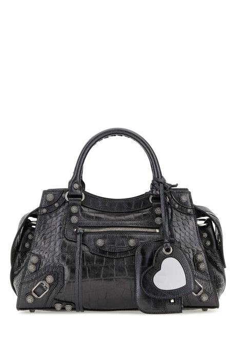 BALENCIAGA Lead Leather Mini Cagole City S Handbag