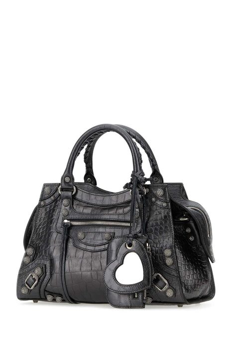 BALENCIAGA Lead Leather Mini Cagole City S Handbag