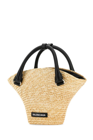 BALENCIAGA Mini Straw Beach Handbag