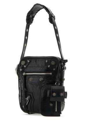 BALENCIAGA Mini Black Leather Crossbody Handbag for Men