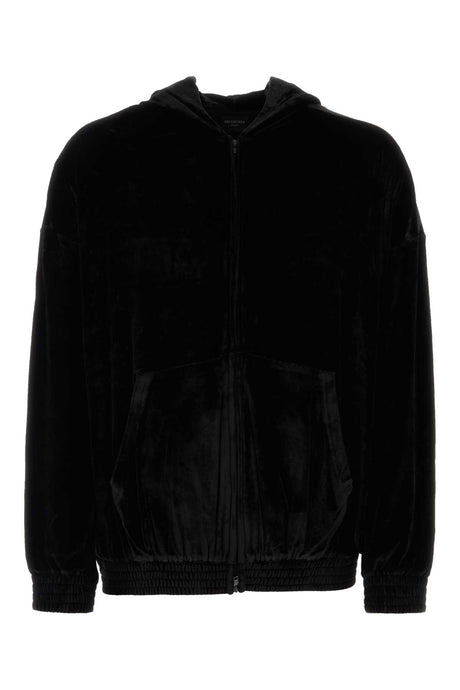 BALENCIAGA Oversized Velvet Sweatshirt in Classic Black