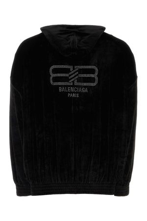 BALENCIAGA Oversized Velvet Sweatshirt in Classic Black