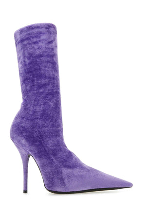 BALENCIAGA Lilac Velvet Knife Ankle Boots - 11 cm Heel Height