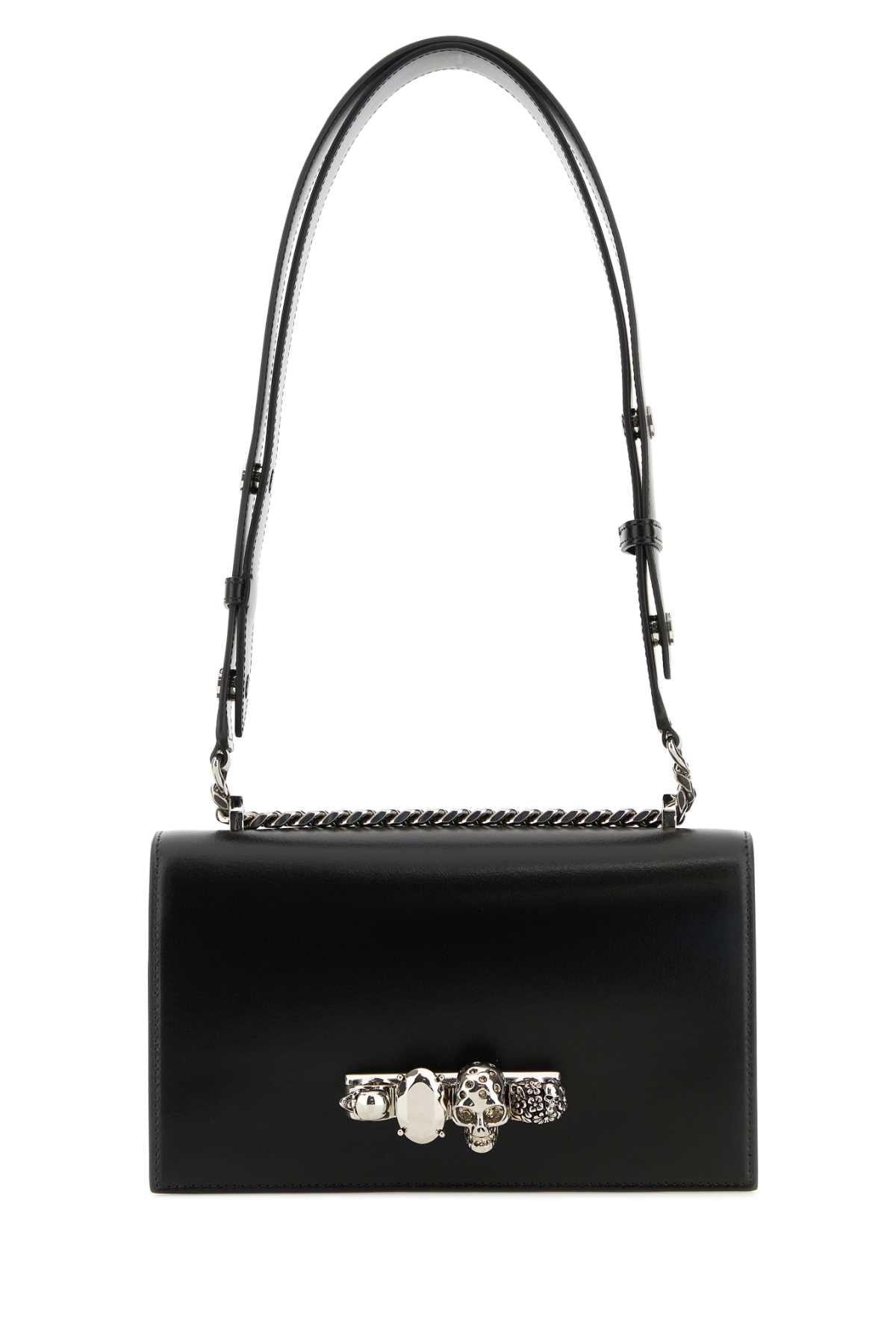 ALEXANDER MCQUEEN Mini Black Leather Skull Shoulder Handbag