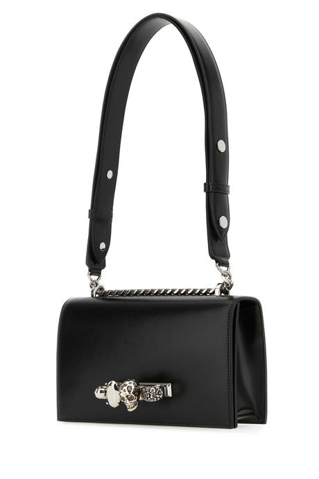 ALEXANDER MCQUEEN Mini Black Leather Skull Shoulder Handbag