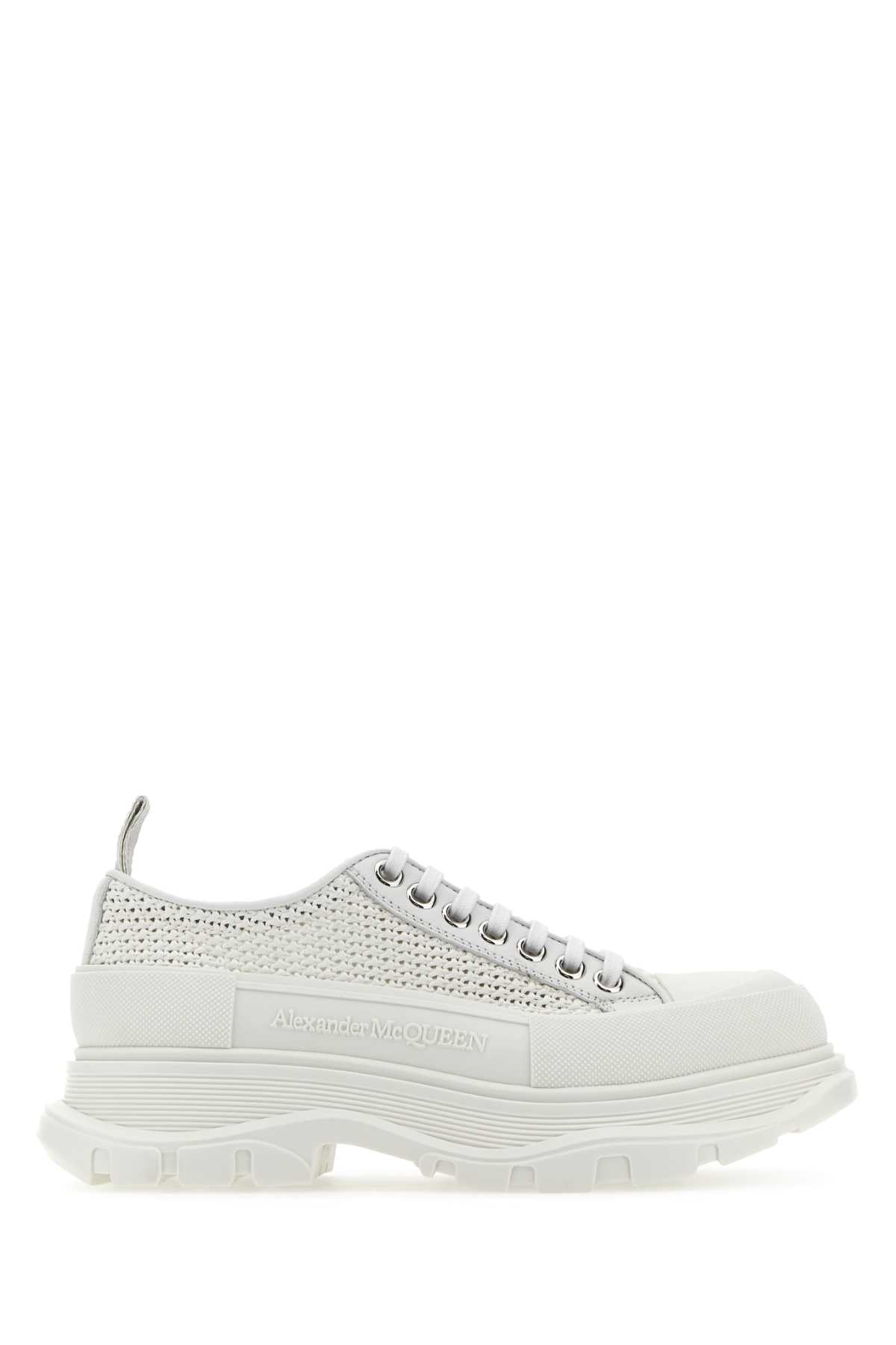 ALEXANDER MCQUEEN White Raffia Tread Slick Sneakers