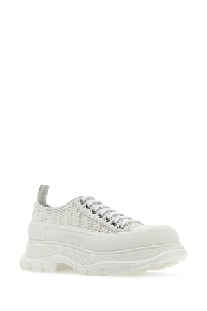 ALEXANDER MCQUEEN White Raffia Tread Slick Sneakers