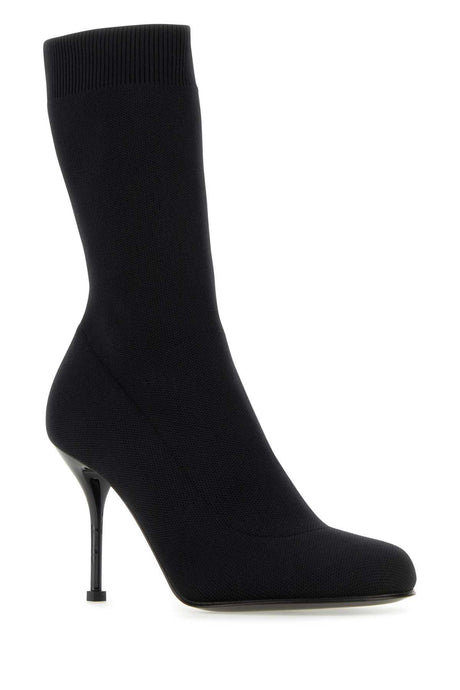 ALEXANDER MCQUEEN Black Stretch Nylon Ankle Boots with 9 cm Heel