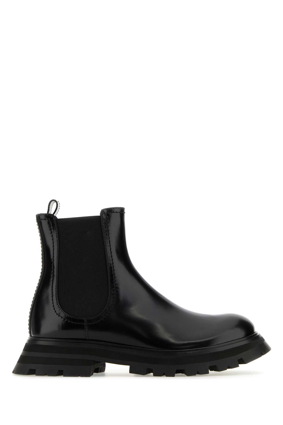 ALEXANDER MCQUEEN Chic Black Leather Ankle Boots for Women