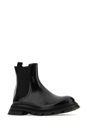 ALEXANDER MCQUEEN Chic Black Leather Ankle Boots for Women