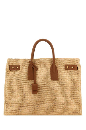 SAINT LAURENT Raffia Medium Sac OF Jour Shopping Handbag