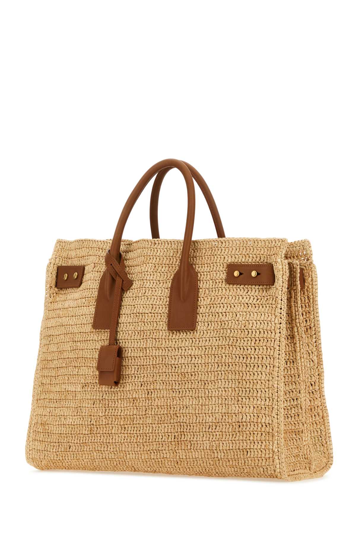 SAINT LAURENT Raffia Medium Sac OF Jour Shopping Handbag