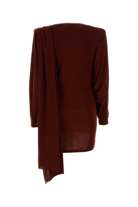 SAINT LAURENT Chic Burgundy Mini T-Shirt Dress