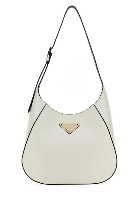 PRADA Chic White Leather Shoulder Handbag - 30 cm Width