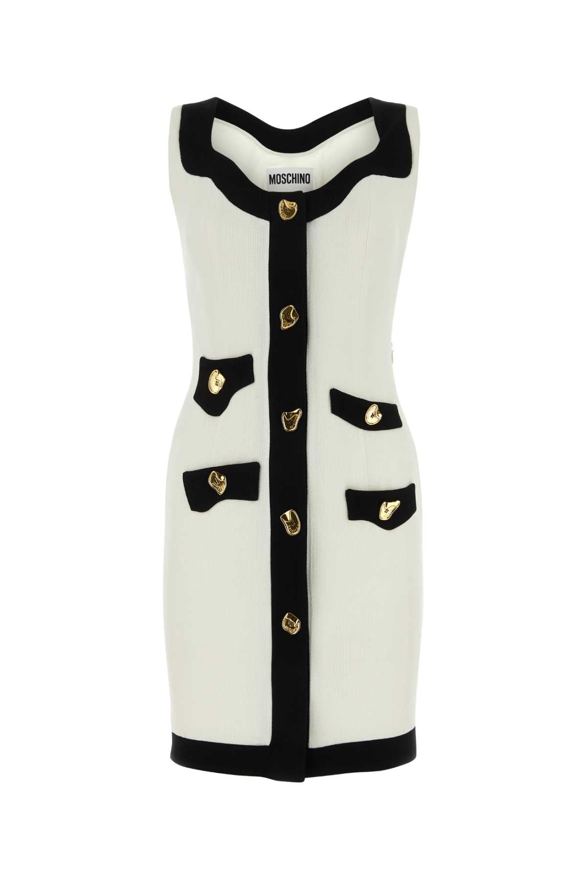 MOSCHINO Two-Tone Stretch Viscose Blend Mini Dress