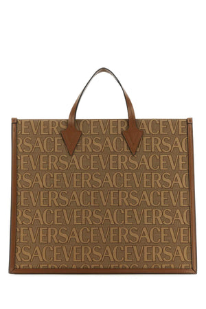 VERSACE Embroidered Canvas Allover Shopping Handbag - 42x35x16.5 cm