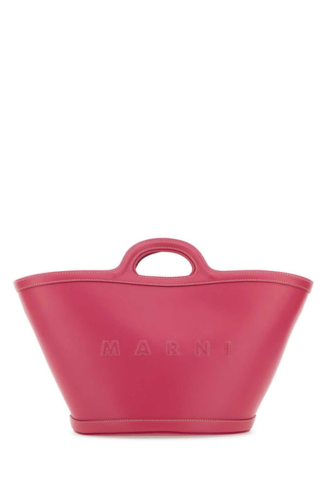 MARNI Mini Tropicalia Handbag in Dark Pink Leather