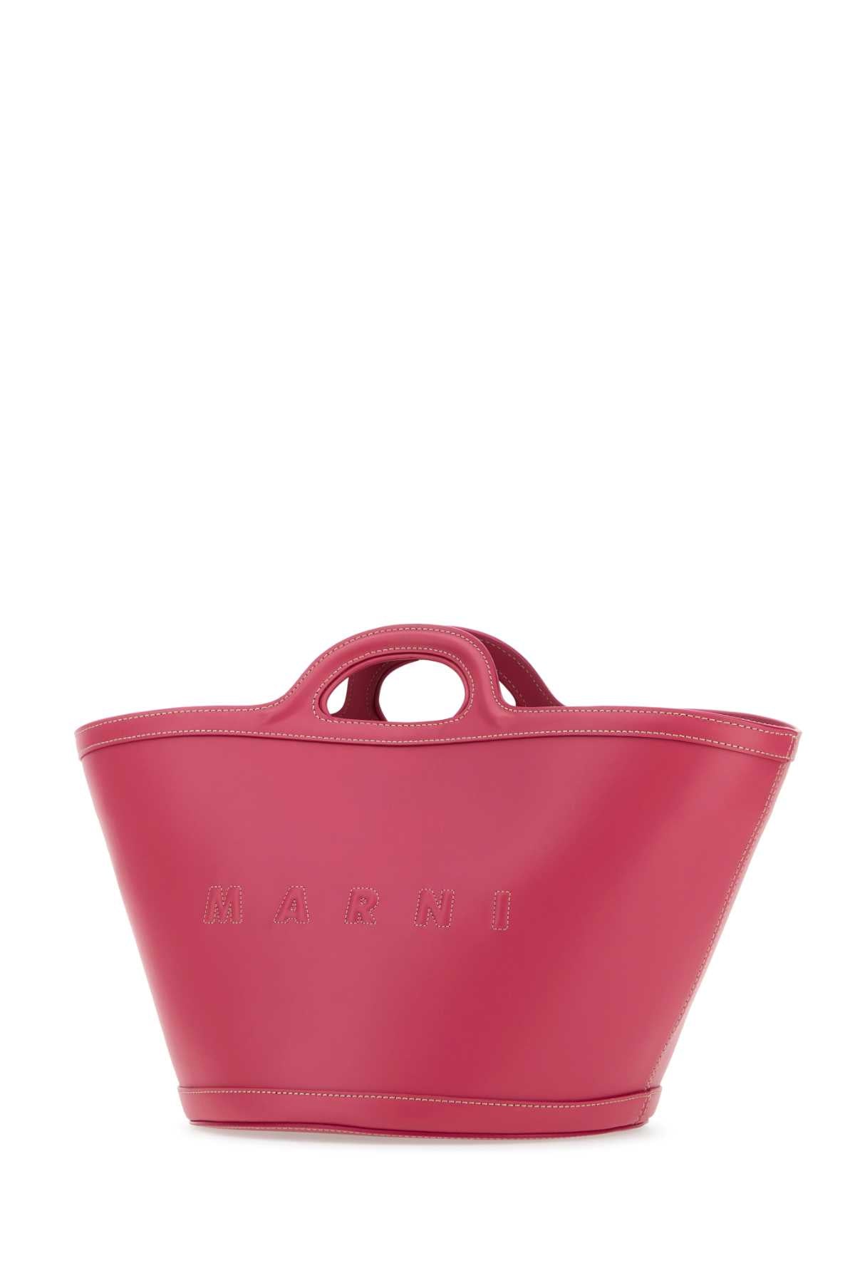 MARNI Mini Tropicalia Handbag in Dark Pink Leather