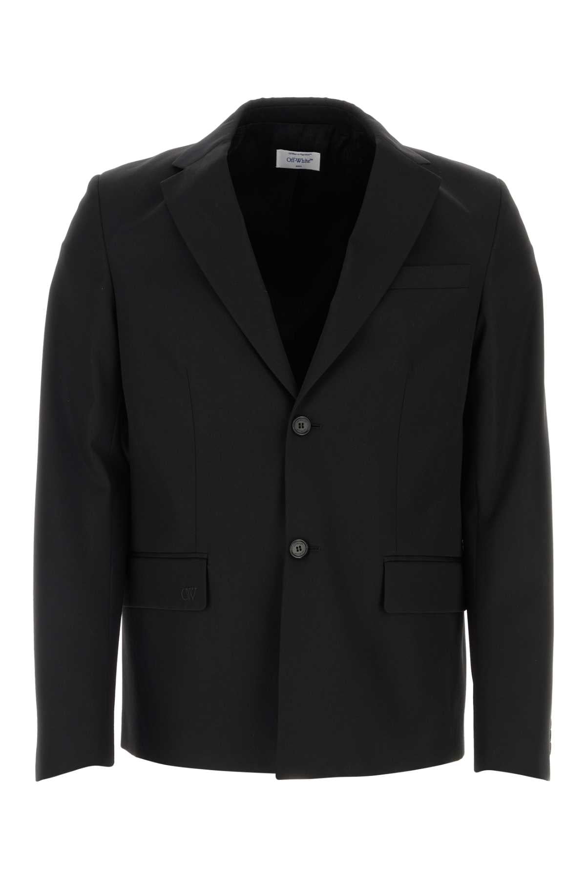 OFF WHITE Classic Black Wool Blazer for Men