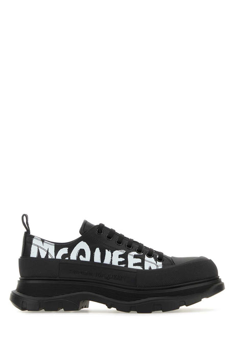 ALEXANDER MCQUEEN Men's Black Leather Tread Slick Sneaker