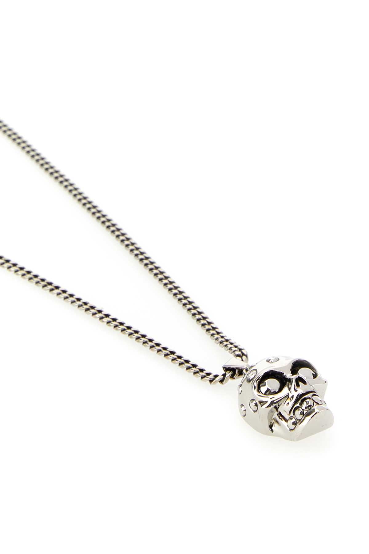 ALEXANDER MCQUEEN Mini Silver Metal Skull Necklace with Adjustable Sizing