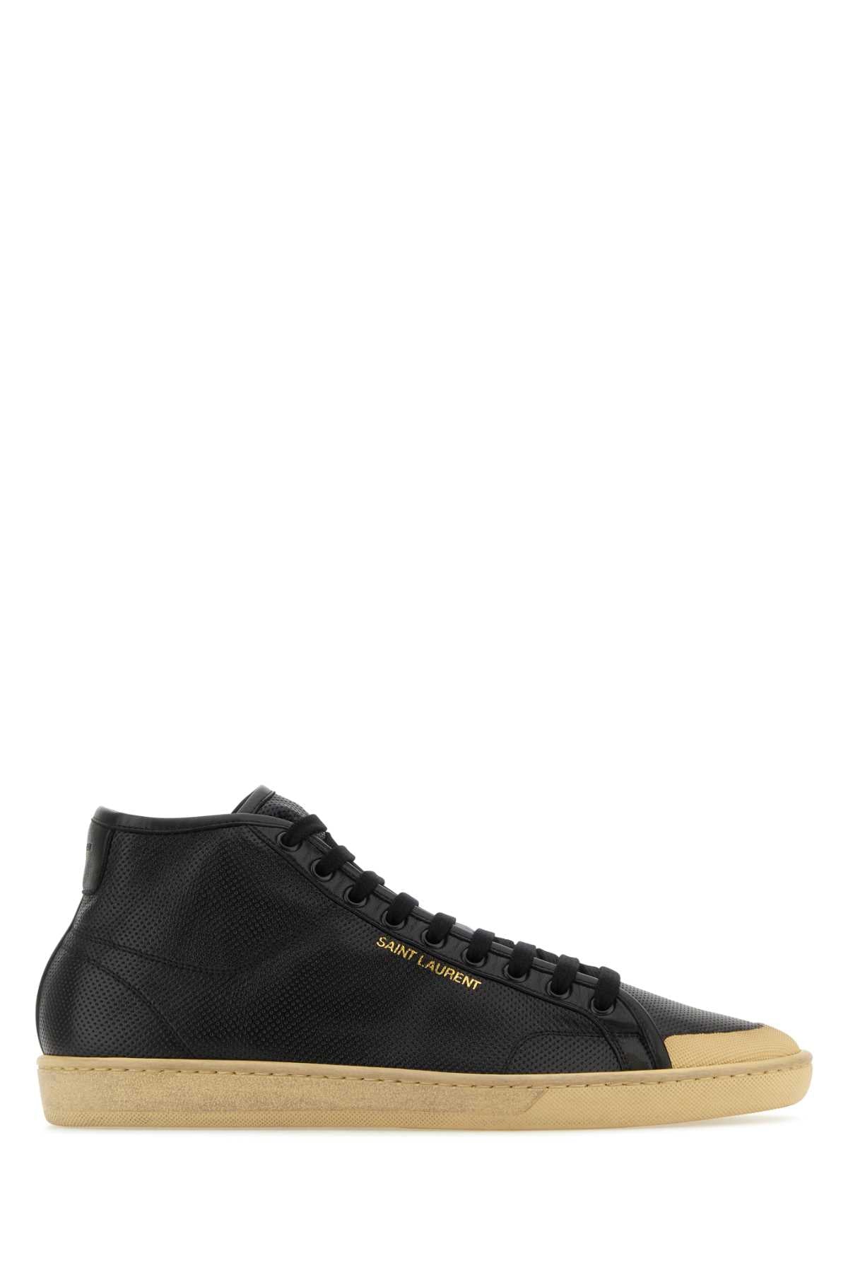 SAINT LAURENT Classic Black Leather Court Sneakers for Men