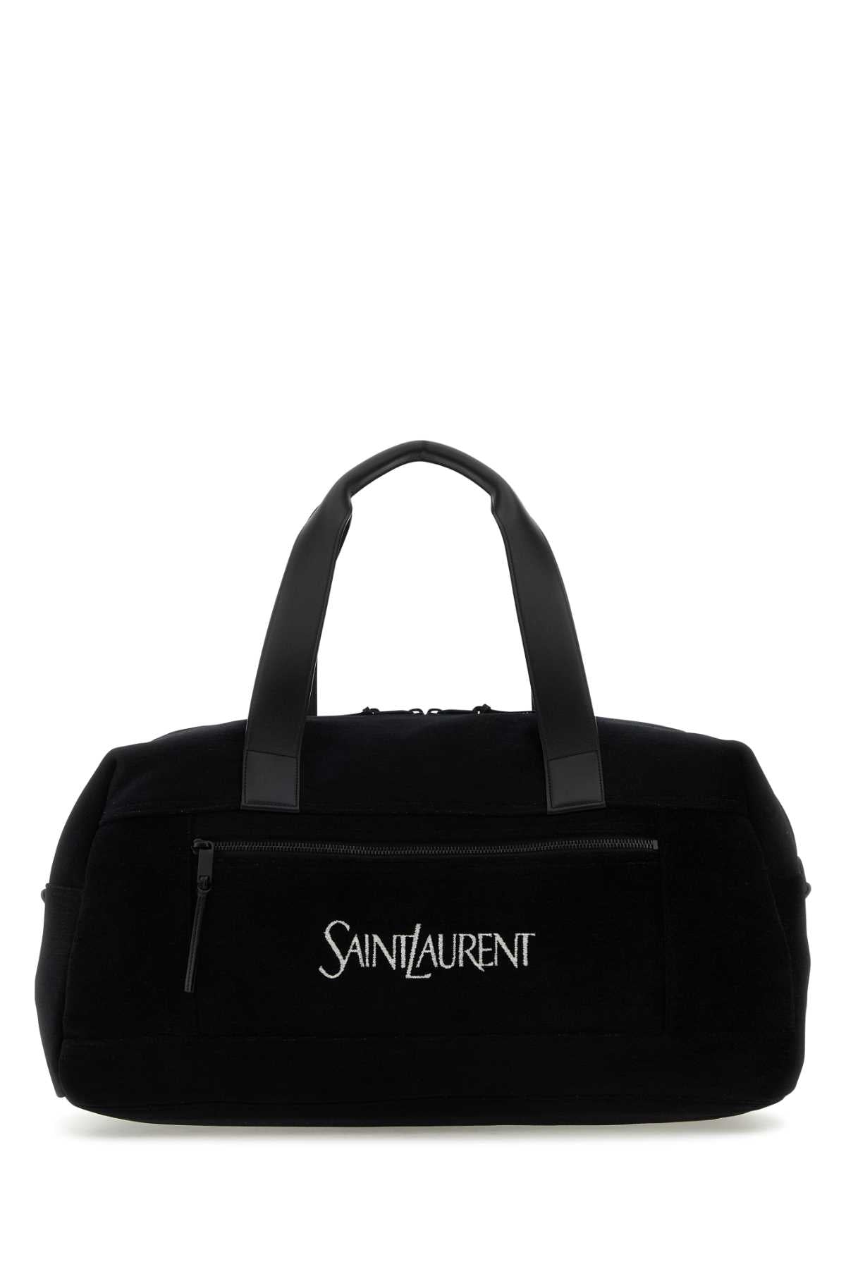 SAINT LAURENT Black Jacquard Duffle Travel Handbag - 50 cm