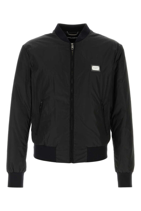 DOLCE & GABBANA Classic Black Nylon Bomber Jacket for Men