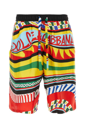 DOLCE & GABBANA Satin Printed Bermuda Shorts for Men