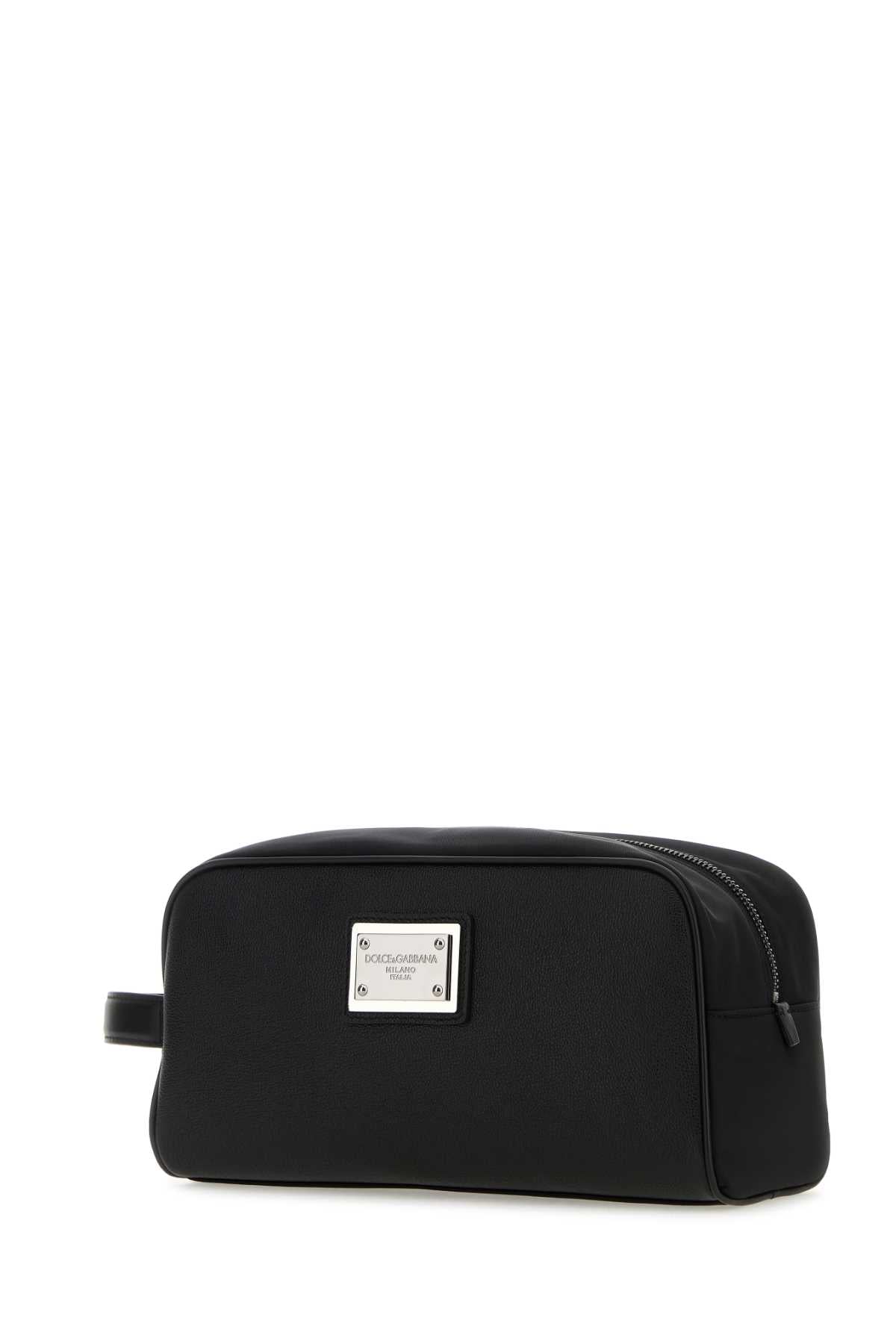 DOLCE & GABBANA Sleek Mini Black Nylon and Leather Beauty Case