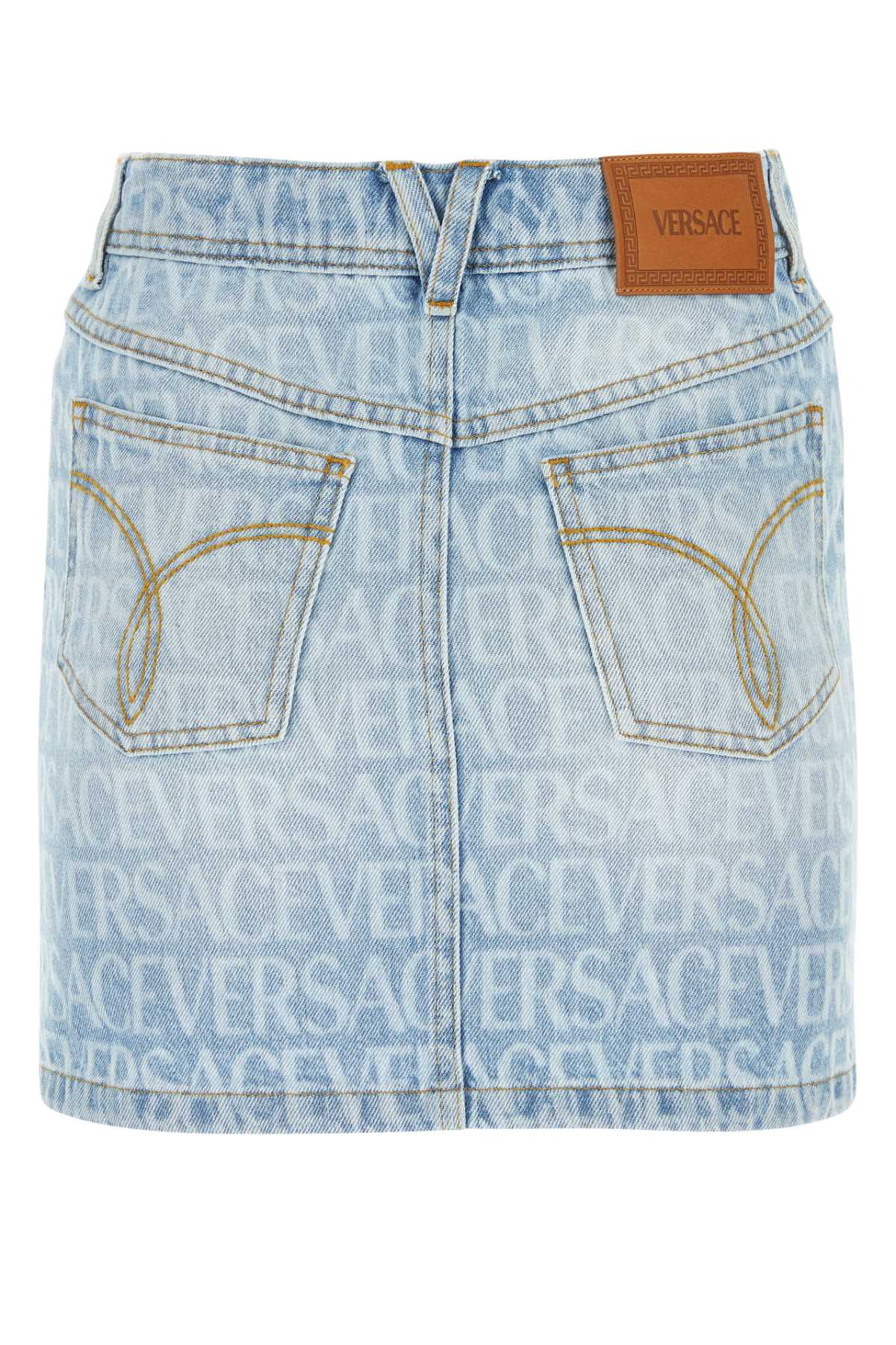 VERSACE Chic Printed Denim Mini Skirt