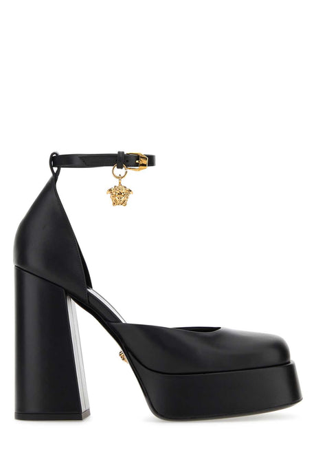 VERSACE Black Leather Medusa Aevitas Pumps - 12.5 cm Heel